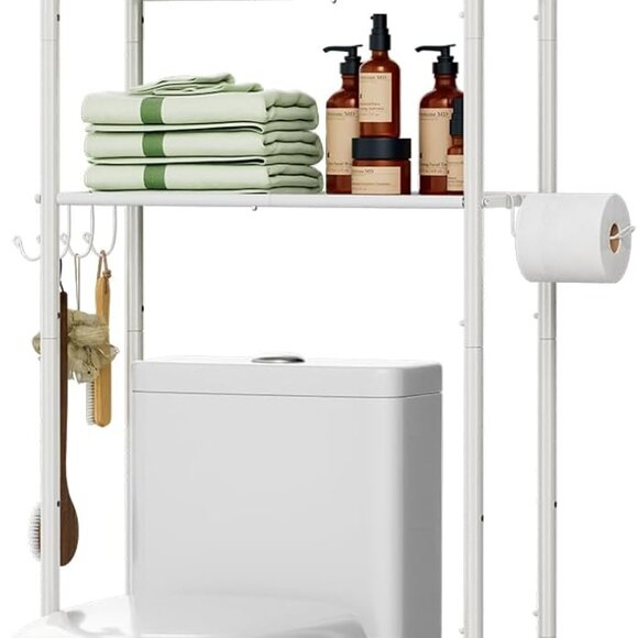 Other - Space-Saving 3-Tier Bathroom Shelf with Integrated Paper Holder - Durable Design
